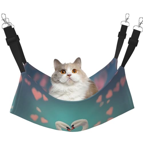 WBQLSL The Swan in Love Große bedruckte Haustier-Hängematte – Schlafhängematte für Katzen, Frettchen, Welpen, Kaninchen, Kleintiere von WBQLSL