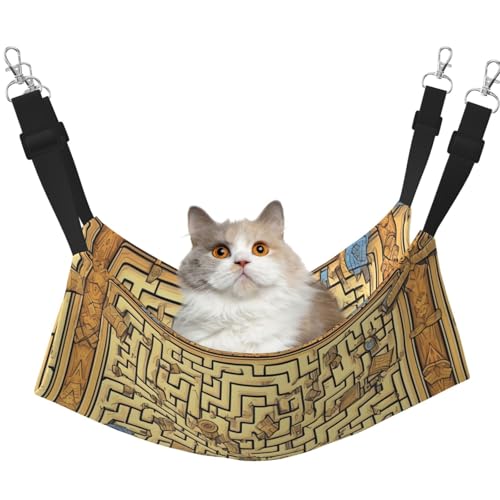 WBQLSL Treasure Maze Große bedruckte Haustierhängematte – Schlafhängematte für Katzen, Frettchen, Welpen, Kaninchen, Kleintiere von WBQLSL