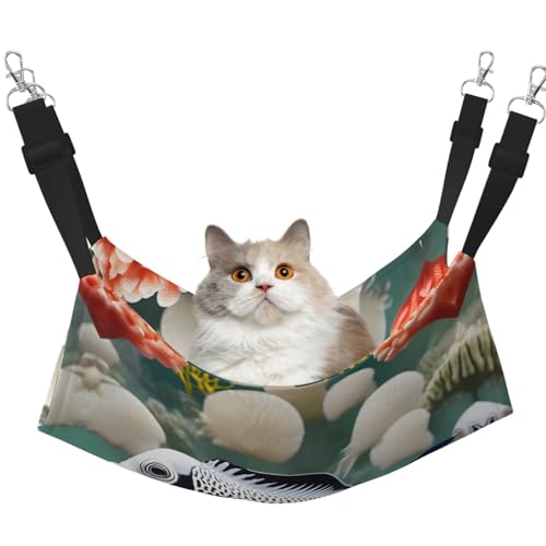 WBQLSL Weiße tropische Fisch-Hängematte für Haustiere, groß, bedruckt, für Katzen, Frettchen, Welpen, Kaninchen, Kleintiere WBQLSL Weiße tropische Fisch-Hängematte für Haustiere, groß, bedruckt, für Katzen, Frettchen, Welpen, Kaninchen, Kleintiere von WBQLSL