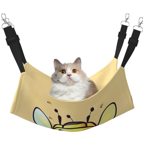 WBQLSL Yellow Bee Große bedruckte Haustier-Hängematte – Schlafhängematte für Katzen, Frettchen, Welpen, Kaninchen, Kleintiere WBQLSL Yellow Bee Große bedruckte Haustier-Hängematte – Schlafhängematte für Katzen, Frettchen, Welpen, Kaninchen, Kleintiere von WBQLSL