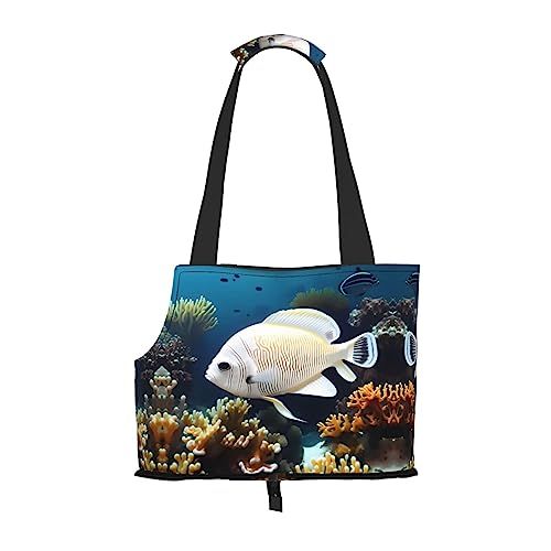 Weiß-goldenes Fischmuster Haustier Ausgehen Tasche - leichte Reise-Katzentasche, atmungsaktive Umhängetasche für kleine Hunde Weiß-goldenes Fischmuster Haustier Ausgehen Tasche - leichte Reise-Katzentasche, atmungsaktive Umhängetasche für kleine Hunde von WBQLSL