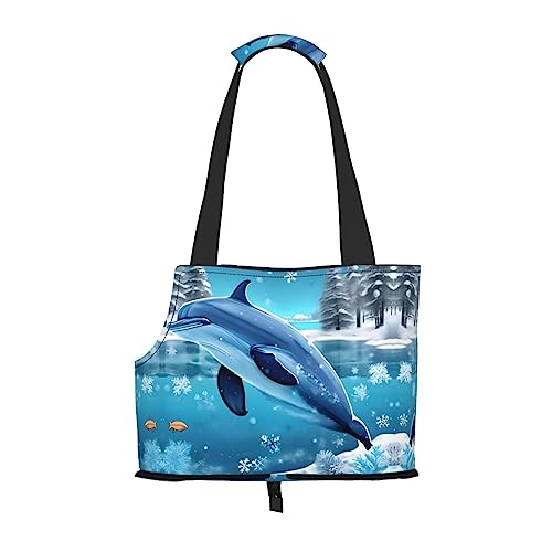 Winter der Delphin Muster Haustier Ausgehen Tasche - Leichte Reise-Katzentasche, atmungsaktive Umhängetasche für kleine Hunde Winter der Delphin Muster Haustier Ausgehen Tasche - Leichte Reise-Katzentasche, atmungsaktive Umhängetasche für kleine Hunde von WBQLSL