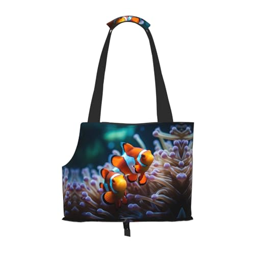 anemonefish Bedruckte, tragbare, faltbare Haustier-Umhängetasche, geeignet für den Transport kleiner Haustiere von WBQLSL