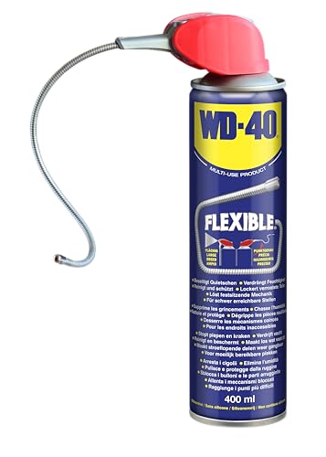 WD-40 Multifunktionsprodukt Flexible 400 ml – Mit biegsamem Sprührohr für enge Stellen, löst festsitzende Mechaniken & Rost, beseitigt Quietschen, verdrängt Feuchtigkeit, schützt & reinigt von WD-40