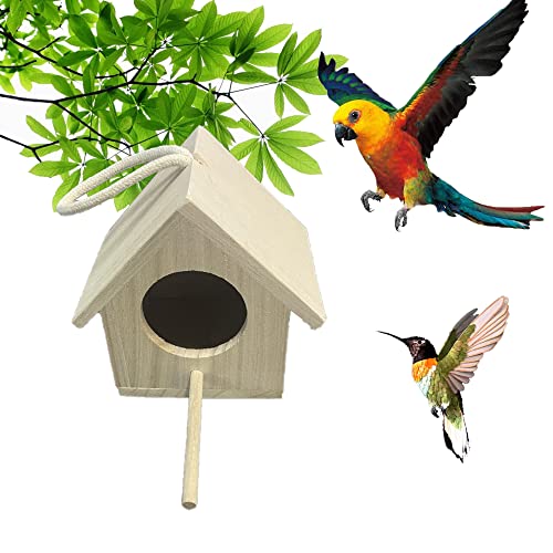 Sittich Nistkasten, Vogelhaus, Holz Zuchtbox, Vogelhaus Haustier Zubehör aus Holz, Brutkasten Vogelhaus, Holz, mit Seil, für Sittich, Liebesvögel, Papageien (15.5 * 11.6 * 14.5cm) von CaiYuanGJ