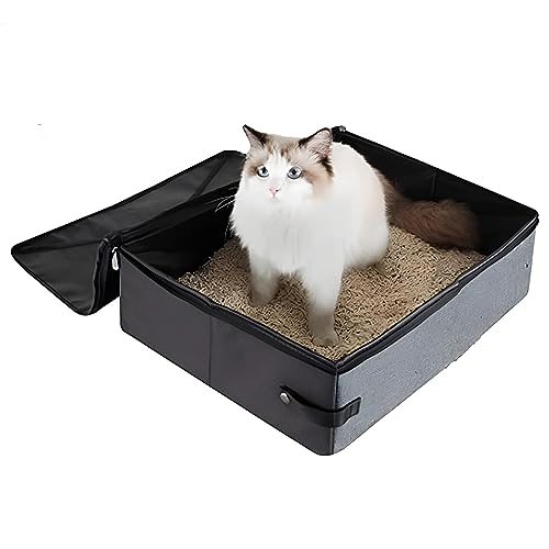 Reise Katzenklo, Tragbare Katzentoilette, wasserdichte Katzentoiletten, Reise Katzentoilettemit Deckel, Katzentoilette Reise für Katze Faltbare Oxford-Tuch mit Bezug Geeignet für Zuhause, 40 × 30 cm von Jlnmmn