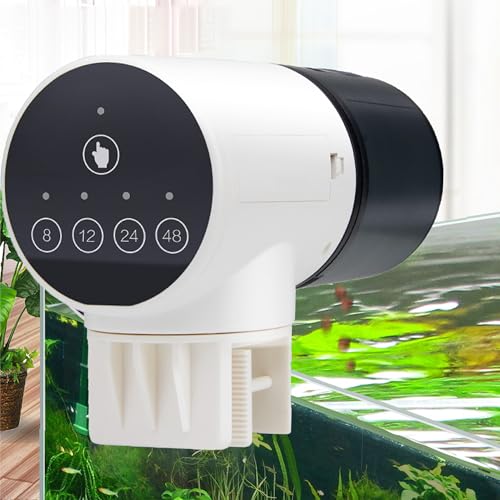 WDEC Futterautomat Aquarium, Fisch Futterautomaten für Aquarium, 200ML Groß Kapazität Fischfutter Feeder, Futterspender mit Timer, Automatischer Fischfutterspender, 360° Rotatable Feeder von WDEC