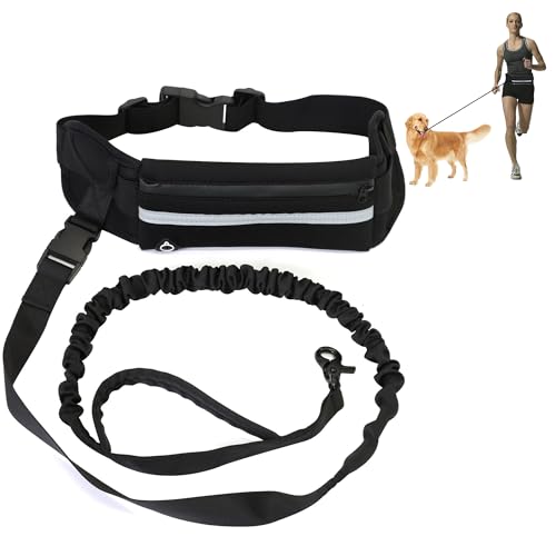 WDEC Joggingleine Hunde, Joggingleine für Hunde zum Laufen, Joggen, Joggingleine mit Bauchgurt, Bauchgurt Hundeleine zum Joggen Laufen Wandern mit Dual Griffe, Laufgürtel Hundeleine von WDEC