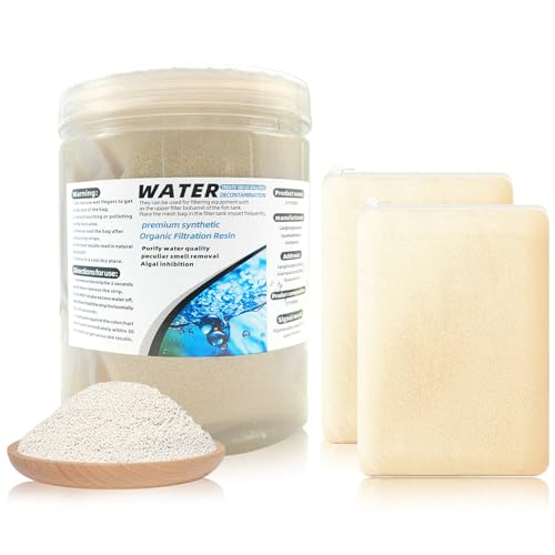 WDEFUN Aquarium Filtermedien, 300 ml, 2 Packungen mit gratis Netzbeutel, organisches Filtrationsharz, Treibholz Tannine entfernen, geeignet für Süß- und Salzwasseraquarien WDEFUN Aquarium Filtermedien, 300 ml, 2 Packungen mit gratis Netzbeutel, organisches Filtrationsharz, Treibholz Tannine entfernen, geeignet für Süß- und Salzwasseraquarien von WDEFUN
