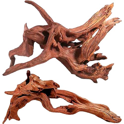 WDEFUN Natürliches großes Treibholz für Aquarium-Dekoration, 2 Stück, 22,9–35,6 cm, sortierte Zweige für Dekorationen auf Reptilien-Tanks von WDEFUN