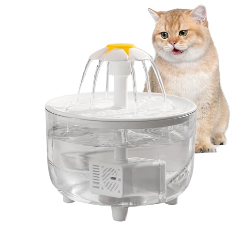 WDKXCN Katzen Wasserbrunnen zum Trinken, 1L Haustier Wasserbrunnen Katzennapf, Automatischer Blumenstil Spender mit Filterelement, Klar USB Trinkbrunnen für Kätzchen, Hunde WDKXCN Katzen Wasserbrunnen zum Trinken, 1L Haustier Wasserbrunnen Katzennapf, Automatischer Blumenstil Spender mit Filterelement, Klar USB Trinkbrunnen für Kätzchen, Hunde von WDKXCN