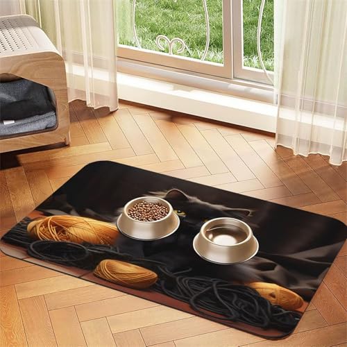 A Cute Black Cat Pet Food Mat 60 x 40 cm Absorbent Non-Slip PU Leather Feeding Mat for Dogs Cats Rubber Bottom Fast Drying Rollable Pet Bowl Placemat A Cute Black Cat Pet Food Mat 60 x 40 cm Absorbent Non-Slip PU Leather Feeding Mat for Dogs Cats Rubber Bottom Fast Drying Rollable Pet Bowl Placemat von WDXQHY