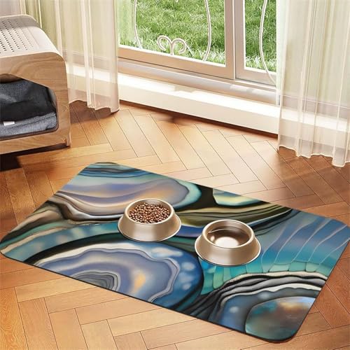 Abalone Perlmutt Futtermatte für Haustiere, 43,7 x 30 cm, saugfähig und rutschfest, Kunstleder, mit Gummi-Unterseite und schnell trocknender Gummiboden Abalone Perlmutt Futtermatte für Haustiere, 43,7 x 30 cm, saugfähig und rutschfest, Kunstleder, mit Gummi-Unterseite und schnell trocknender Gummiboden von WDXQHY