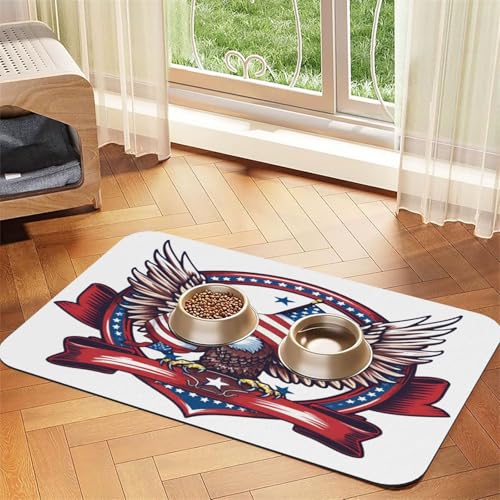 American Eagle Haustierfuttermatte, 43,7 x 30 cm, saugfähig, rutschfest, PU-Leder, Futtermatte für Hunde und Katzen, Gummiunterseite, schnell trocknend, rollbar, Tischset American Eagle Haustierfuttermatte, 43,7 x 30 cm, saugfähig, rutschfest, PU-Leder, Futtermatte für Hunde und Katzen, Gummiunterseite, schnell trocknend, rollbar, Tischset von WDXQHY