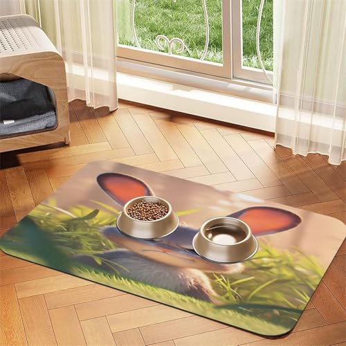 Angry Cute Rabbit Haustierfuttermatte, 43,7 x 30 cm, saugfähig, rutschfest, PU-Leder, Futtermatte für Hunde und Katzen, Gummiunterseite, schnell trocknend, rollbares Haustiernapf-Platzset Angry Cute Rabbit Haustierfuttermatte, 43,7 x 30 cm, saugfähig, rutschfest, PU-Leder, Futtermatte für Hunde und Katzen, Gummiunterseite, schnell trocknend, rollbares Haustiernapf-Platzset von WDXQHY
