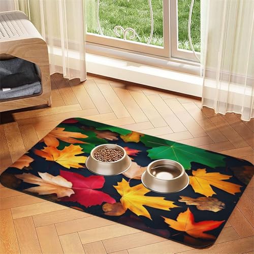Bunte Ahornblätter-Haustierfuttermatte, 43,7 x 30 cm, saugfähig, rutschfest, PU-Leder, Futtermatte für Hunde und Katzen, Gummiunterseite, schnell trocknend, rollbar, Haustiernapf-Platzdeckchen Bunte Ahornblätter-Haustierfuttermatte, 43,7 x 30 cm, saugfähig, rutschfest, PU-Leder, Futtermatte für Hunde und Katzen, Gummiunterseite, schnell trocknend, rollbar, Haustiernapf-Platzdeckchen von WDXQHY
