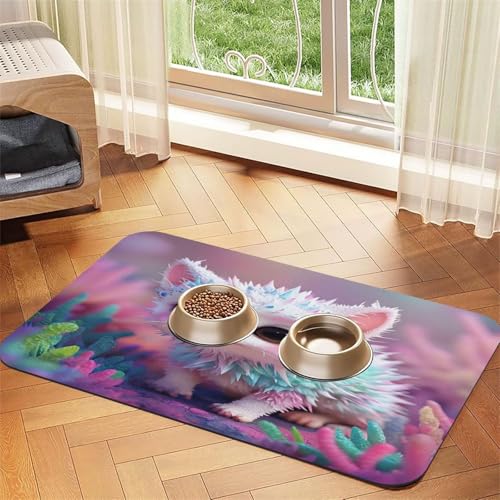 Fantasy Color Katzenfuttermatte, 43,7 x 30 cm, saugfähig, rutschfest, PU-Leder, Futtermatte für Hunde und Katzen, Gummiunterseite, schnell trocknend, rollbar, Haustiernapf, Platzset Fantasy Color Katzenfuttermatte, 43,7 x 30 cm, saugfähig, rutschfest, PU-Leder, Futtermatte für Hunde und Katzen, Gummiunterseite, schnell trocknend, rollbar, Haustiernapf, Platzset von WDXQHY