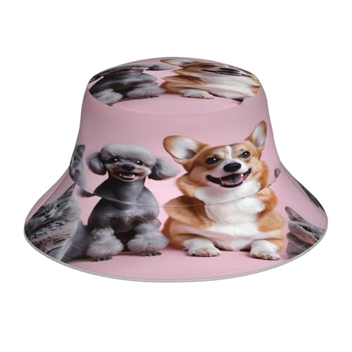 Four Pets wendbarer reflektierender Fischerhut, doppelseitiges Design mit reflektierender Krempe, für Outdoor-Aktivitäten, UV-Schutz, atmungsaktiv Four Pets wendbarer reflektierender Fischerhut, doppelseitiges Design mit reflektierender Krempe, für Outdoor-Aktivitäten, UV-Schutz, atmungsaktiv von WDXQHY
