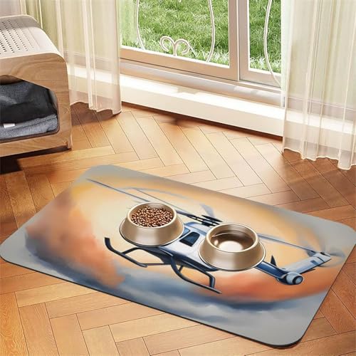 Futtermatte für Haustiere, Hubschrauber, 43,7 x 30 cm, saugfähig, rutschfest, PU-Leder, Futtermatte für Hunde und Katzen, Gummiunterseite, schnell trocknend, rollbar, Platzdeckchen, Weiß Futtermatte für Haustiere, Hubschrauber, 43,7 x 30 cm, saugfähig, rutschfest, PU-Leder, Futtermatte für Hunde und Katzen, Gummiunterseite, schnell trocknend, rollbar, Platzdeckchen, Weiß von WDXQHY