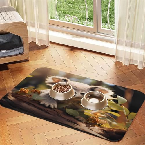 Futtermatte für Haustiere, Koala-Pflanze, 60 x 40 cm, saugfähig, rutschfest, PU-Leder, Futtermatte für Hunde und Katzen, Gummiunterseite, schnell trocknend, rollbar, Tischset Futtermatte für Haustiere, Koala-Pflanze, 60 x 40 cm, saugfähig, rutschfest, PU-Leder, Futtermatte für Hunde und Katzen, Gummiunterseite, schnell trocknend, rollbar, Tischset von WDXQHY