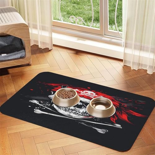 Futtermatte für Haustiere, Piratenflagge, 60 x 40 cm, saugfähig, rutschfest, PU-Leder, Futtermatte für Hunde und Katzen, Gummi-Unterseite, schnell trocknend, rollbar, Tischset Futtermatte für Haustiere, Piratenflagge, 60 x 40 cm, saugfähig, rutschfest, PU-Leder, Futtermatte für Hunde und Katzen, Gummi-Unterseite, schnell trocknend, rollbar, Tischset von WDXQHY