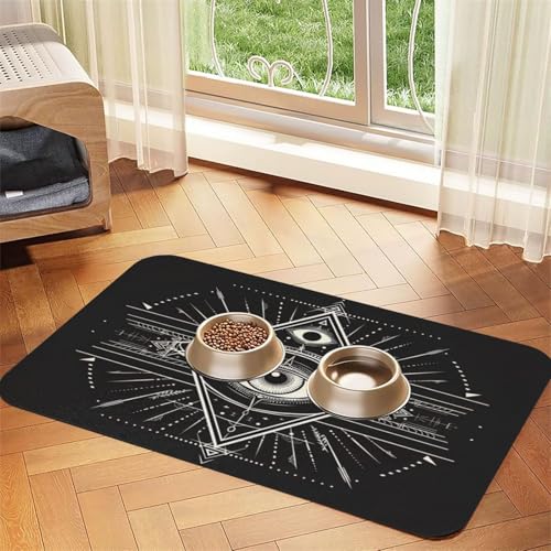 Futtermatte für Haustiere, Rautenaugenmuster, 60 x 40 cm, saugfähig, rutschfest, PU-Leder, Futtermatte für Hunde und Katzen, Gummi-Unterseite, schnell trocknend, rollbar, Tischset Futtermatte für Haustiere, Rautenaugenmuster, 60 x 40 cm, saugfähig, rutschfest, PU-Leder, Futtermatte für Hunde und Katzen, Gummi-Unterseite, schnell trocknend, rollbar, Tischset von WDXQHY