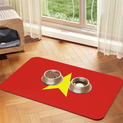 Futtermatte für Haustiere, Vietnamesische Flagge, 60 x 40 cm, saugfähig, rutschfest, Kunstleder, Unterseite aus Gummi, schnell trocknend, aufrollbare Tischmatte für Futtermatte für Haustiere, Vietnamesische Flagge, 60 x 40 cm, saugfähig, rutschfest, Kunstleder, Unterseite aus Gummi, schnell trocknend, aufrollbare Tischmatte für von WDXQHY