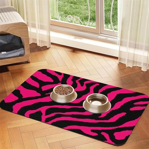 Futtermatte für Haustiere, Zebra, Tiger, Leopard, Rosa, 43,7 x 30,5 cm, aus Kunstleder, rutschfest, saugfähig, mit Gummiboden, trocken Futtermatte für Haustiere, Zebra, Tiger, Leopard, Rosa, 43,7 x 30,5 cm, aus Kunstleder, rutschfest, saugfähig, mit Gummiboden, trocken von WDXQHY