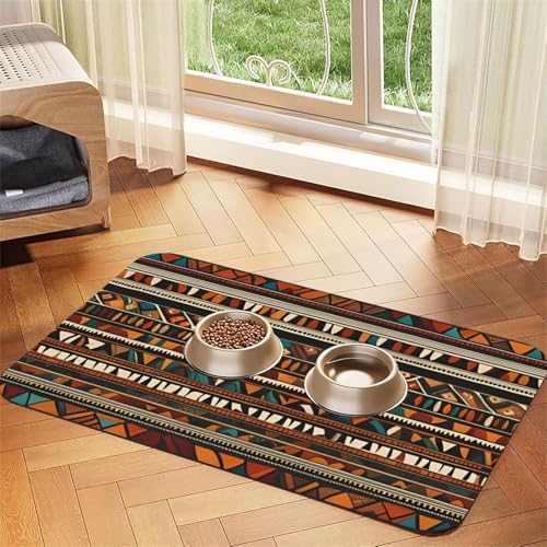 Futtermatte für Haustiere, afrikanische Stammesstruktur, ethnische Textur, 43,7 x 30 cm, saugfähig, rutschfest, PU-Leder, Futtermatte für Hunde und Katzen, Gummiunterseite, schnell trocknend, rollbar Futtermatte für Haustiere, afrikanische Stammesstruktur, ethnische Textur, 43,7 x 30 cm, saugfähig, rutschfest, PU-Leder, Futtermatte für Hunde und Katzen, Gummiunterseite, schnell trocknend, rollbar von WDXQHY