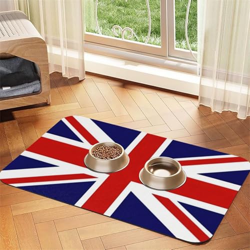 Futtermatte für Haustiere, britische Flagge, 43,7 x 30 cm, saugfähig und rutschfest, aus Kunstleder, mit Gummiunterseite, schnell trocknend Futtermatte für Haustiere, britische Flagge, 43,7 x 30 cm, saugfähig und rutschfest, aus Kunstleder, mit Gummiunterseite, schnell trocknend von WDXQHY