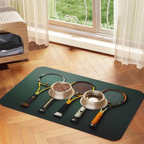 Futtermatte für Tennisbälle und Schläger, 43,7 x 30 cm, saugfähig, rutschfest, PU-Leder, Futtermatte für Hunde und Katzen, Gummiunterseite, schnell trocknend, rollbar, Tischset Futtermatte für Tennisbälle und Schläger, 43,7 x 30 cm, saugfähig, rutschfest, PU-Leder, Futtermatte für Hunde und Katzen, Gummiunterseite, schnell trocknend, rollbar, Tischset von WDXQHY