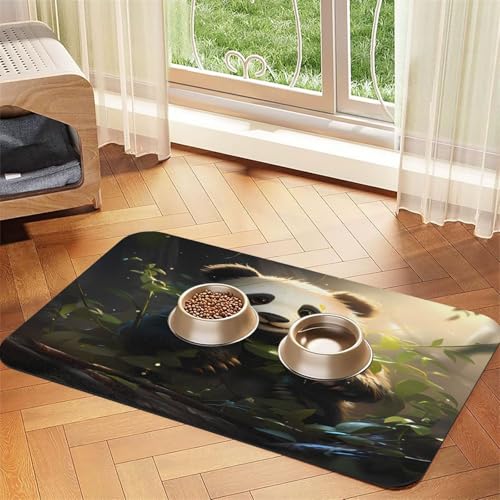 Futternapf-Matte mit niedlichem Panda-Motiv, 60 x 40 cm, saugfähig, rutschfest, PU-Leder, Futtermatte für Hunde und Katzen, Gummiunterseite, schnell trocknend, rollbar, Haustiernapf, Tischset Futternapf-Matte mit niedlichem Panda-Motiv, 60 x 40 cm, saugfähig, rutschfest, PU-Leder, Futtermatte für Hunde und Katzen, Gummiunterseite, schnell trocknend, rollbar, Haustiernapf, Tischset von WDXQHY