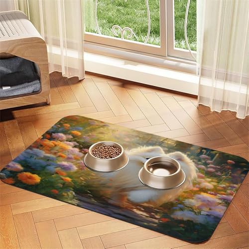 Futternapf-Matte mit süßem Fuchsterrier, 60 x 40 cm, saugfähig, rutschfest, PU-Leder, Futtermatte für Hunde und Katzen, Gummiunterseite, schnell trocknend, rollbar, Tischset Futternapf-Matte mit süßem Fuchsterrier, 60 x 40 cm, saugfähig, rutschfest, PU-Leder, Futtermatte für Hunde und Katzen, Gummiunterseite, schnell trocknend, rollbar, Tischset von WDXQHY