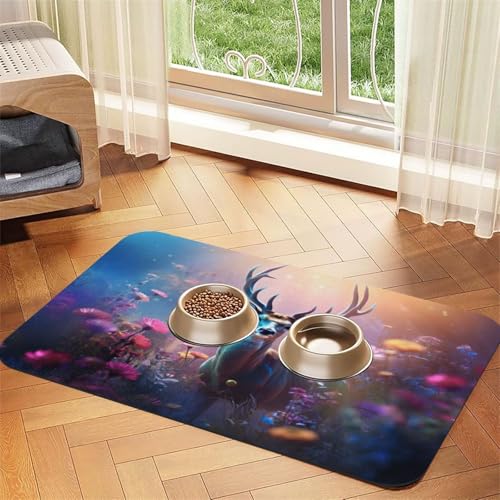 Glowing Sika Tierfuttermatte, 60 x 40 cm, saugfähig, rutschfest, PU-Leder, Futtermatte für Hunde und Katzen, Gummiunterseite, schnell trocknend, rollbar, Tischset Glowing Sika Tierfuttermatte, 60 x 40 cm, saugfähig, rutschfest, PU-Leder, Futtermatte für Hunde und Katzen, Gummiunterseite, schnell trocknend, rollbar, Tischset von WDXQHY