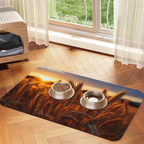 Golden Ears of Wheat Haustierfuttermatte, 60 x 40 cm, saugfähig, rutschfest, PU-Leder, Futtermatte für Hunde und Katzen, Gummiunterseite, schnell trocknend, rollbar, Tischset Golden Ears of Wheat Haustierfuttermatte, 60 x 40 cm, saugfähig, rutschfest, PU-Leder, Futtermatte für Hunde und Katzen, Gummiunterseite, schnell trocknend, rollbar, Tischset von WDXQHY