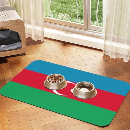 Haustierfuttermatte mit Flagge von Aserbaidschan, 60 x 40 cm, saugfähig, rutschfest, PU-Leder, Futtermatte für Hunde und Katzen, Gummiunterseite, schnell trocknend, rollbar, Tischset Haustierfuttermatte mit Flagge von Aserbaidschan, 60 x 40 cm, saugfähig, rutschfest, PU-Leder, Futtermatte für Hunde und Katzen, Gummiunterseite, schnell trocknend, rollbar, Tischset von WDXQHY