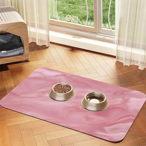 Haustierfuttermatte mit Marmorstruktur, saugfähig, rutschfest, PU-Leder, für Hunde, Katzen, Gummiunterseite, schnell trocknend, rollbar, 43,7 x 30 cm, Rosa Haustierfuttermatte mit Marmorstruktur, saugfähig, rutschfest, PU-Leder, für Hunde, Katzen, Gummiunterseite, schnell trocknend, rollbar, 43,7 x 30 cm, Rosa von WDXQHY