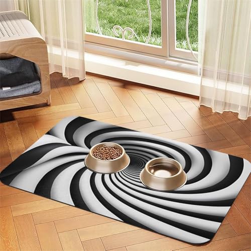 Haustierfuttermatte mit Spiralform, optische Täuschung, 60 x 40 cm, saugfähig, rutschfest, PU-Leder, Futtermatte für Hunde und Katzen, Gummiunterseite, schnell trocknend, rollbar, Tischset Haustierfuttermatte mit Spiralform, optische Täuschung, 60 x 40 cm, saugfähig, rutschfest, PU-Leder, Futtermatte für Hunde und Katzen, Gummiunterseite, schnell trocknend, rollbar, Tischset von WDXQHY