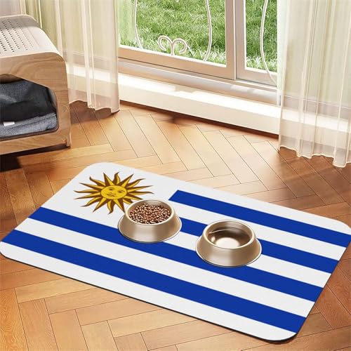 Haustierfuttermatte mit Uruguay-Flagge, 60 x 40 cm, saugfähig, rutschfest, PU-Leder, Futtermatte für Hunde und Katzen, Gummiunterseite, schnell trocknend, rollbar, Tischset Haustierfuttermatte mit Uruguay-Flagge, 60 x 40 cm, saugfähig, rutschfest, PU-Leder, Futtermatte für Hunde und Katzen, Gummiunterseite, schnell trocknend, rollbar, Tischset von WDXQHY