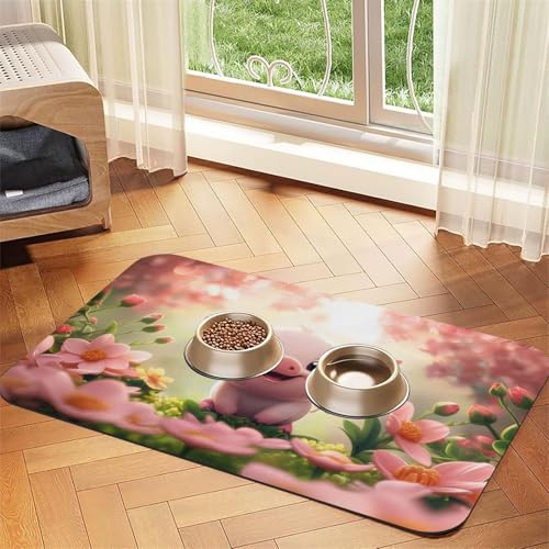 Haustierfuttermatte mit niedlichem kleinen Schweinchen, 60 x 40 cm, saugfähig, rutschfest, PU-Leder, Futtermatte für Hunde und Katzen, Gummiunterseite, schnell trocknend, rollbar, Haustiernapf Haustierfuttermatte mit niedlichem kleinen Schweinchen, 60 x 40 cm, saugfähig, rutschfest, PU-Leder, Futtermatte für Hunde und Katzen, Gummiunterseite, schnell trocknend, rollbar, Haustiernapf von WDXQHY