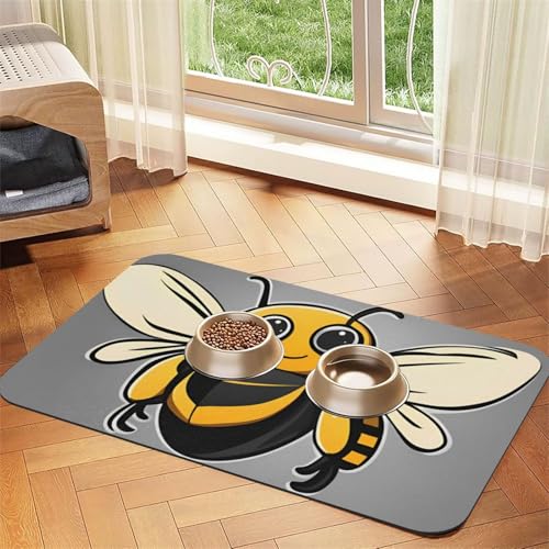 Haustierfuttermatte mit niedlicher gelber Biene, 43,7 x 30 cm, saugfähig, rutschfest, PU-Leder, Futtermatte für Hunde und Katzen, Gummiunterseite, schnell trocknend, rollbar, Haustiernapf, Platzset Haustierfuttermatte mit niedlicher gelber Biene, 43,7 x 30 cm, saugfähig, rutschfest, PU-Leder, Futtermatte für Hunde und Katzen, Gummiunterseite, schnell trocknend, rollbar, Haustiernapf, Platzset von WDXQHY