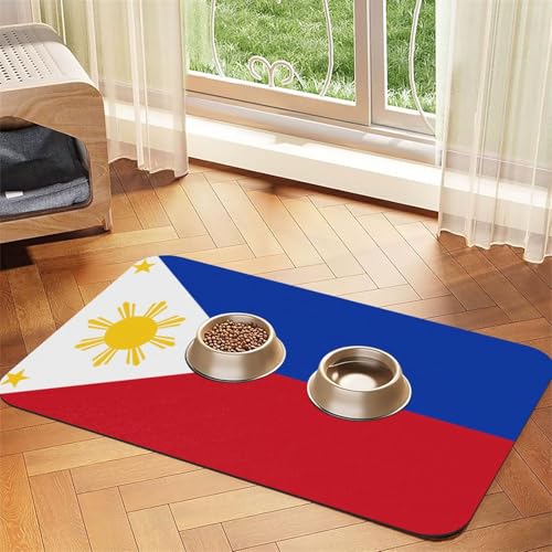 Haustierfuttermatte mit philippinischer Flagge, 43,7 x 30 cm, saugfähig, rutschfest, PU-Leder, Futtermatte für Hunde und Katzen, Gummiunterseite, schnell trocknend, rollbar, Tischset Haustierfuttermatte mit philippinischer Flagge, 43,7 x 30 cm, saugfähig, rutschfest, PU-Leder, Futtermatte für Hunde und Katzen, Gummiunterseite, schnell trocknend, rollbar, Tischset von WDXQHY