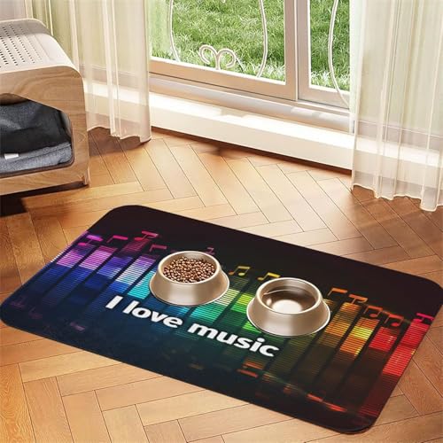 I Love Music Futtermatte für Haustiere, 43,7 x 30,5 cm, saugfähig und rutschfest, Kunstleder, mit Gummi-Unterseite, schnell trocknend I Love Music Futtermatte für Haustiere, 43,7 x 30,5 cm, saugfähig und rutschfest, Kunstleder, mit Gummi-Unterseite, schnell trocknend von WDXQHY