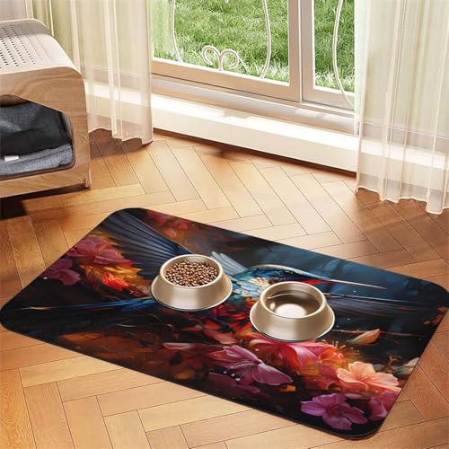 Kolibri-Futtermatte für Haustiere, 43,7 x 30 cm, saugfähig, rutschfest, PU-Leder, Futtermatte für Hunde und Katzen, Gummiunterseite, schnell trocknend, rollbar, Tischset Kolibri-Futtermatte für Haustiere, 43,7 x 30 cm, saugfähig, rutschfest, PU-Leder, Futtermatte für Hunde und Katzen, Gummiunterseite, schnell trocknend, rollbar, Tischset von WDXQHY