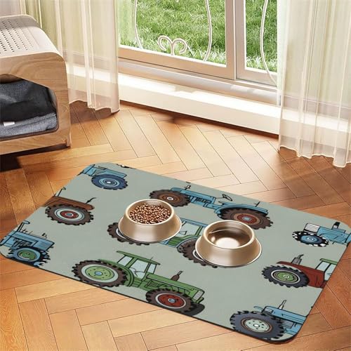 Light Sage Traktor Haustierfuttermatte, 60 x 40 cm, saugfähig, rutschfest, PU-Leder, Futtermatte für Hunde und Katzen, Gummiunterseite, schnell trocknend, rollbar, Tischset Light Sage Traktor Haustierfuttermatte, 60 x 40 cm, saugfähig, rutschfest, PU-Leder, Futtermatte für Hunde und Katzen, Gummiunterseite, schnell trocknend, rollbar, Tischset von WDXQHY