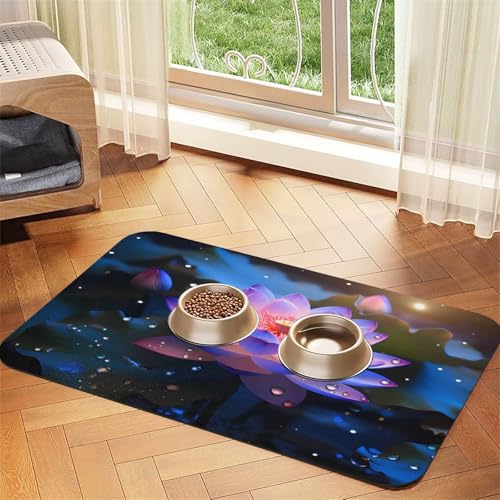 Lotusblumen-Haustierfuttermatte, 60 x 40 cm, saugfähig, rutschfest, PU-Leder, Futtermatte für Hunde und Katzen, Gummiunterseite, schnell trocknend, rollbar, Haustiernapf, Platzset Lotusblumen-Haustierfuttermatte, 60 x 40 cm, saugfähig, rutschfest, PU-Leder, Futtermatte für Hunde und Katzen, Gummiunterseite, schnell trocknend, rollbar, Haustiernapf, Platzset von WDXQHY
