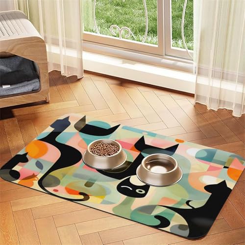 Mittelalterliche Tierfuttermatte für Katzen, saugfähig, rutschfest, PU-Leder, Gummiunterseite, schnell trocknend, rollbar, 43,7 x 30 cm Mittelalterliche Tierfuttermatte für Katzen, saugfähig, rutschfest, PU-Leder, Gummiunterseite, schnell trocknend, rollbar, 43,7 x 30 cm von WDXQHY