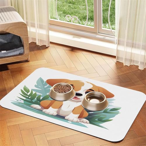 Nette Welpenfuttermatte, 60 x 40 cm, saugfähig, rutschfest, PU-Leder, Futtermatte für Hunde und Katzen, Gummiunterseite, schnell trocknend, rollbar, Haustiernapf, Tischset Nette Welpenfuttermatte, 60 x 40 cm, saugfähig, rutschfest, PU-Leder, Futtermatte für Hunde und Katzen, Gummiunterseite, schnell trocknend, rollbar, Haustiernapf, Tischset von WDXQHY