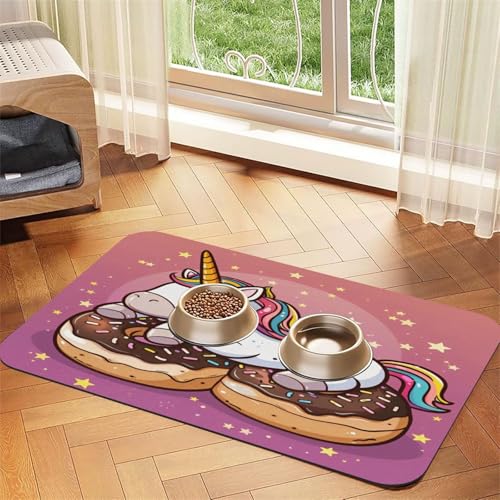 Rainbow Horse Sleeps on a Donut Futtermatte für Haustiere, 43,7 x 30 cm, saugfähige Futtermatte aus Kunstleder, rutschfest, für Hunde und Katzen, mit Gummiboden Rainbow Horse Sleeps on a Donut Futtermatte für Haustiere, 43,7 x 30 cm, saugfähige Futtermatte aus Kunstleder, rutschfest, für Hunde und Katzen, mit Gummiboden von WDXQHY