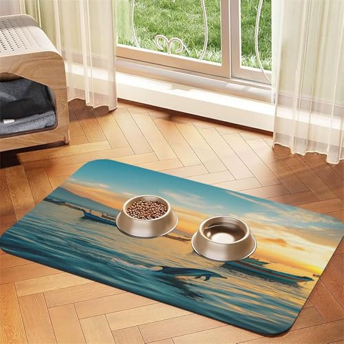 Seaside Fishing Village Haustierfuttermatte, 60 x 40 cm, saugfähig, rutschfest, PU-Leder, Futtermatte für Hunde und Katzen, Gummiunterseite, schnell trocknend, rollbar, Tischset Seaside Fishing Village Haustierfuttermatte, 60 x 40 cm, saugfähig, rutschfest, PU-Leder, Futtermatte für Hunde und Katzen, Gummiunterseite, schnell trocknend, rollbar, Tischset von WDXQHY